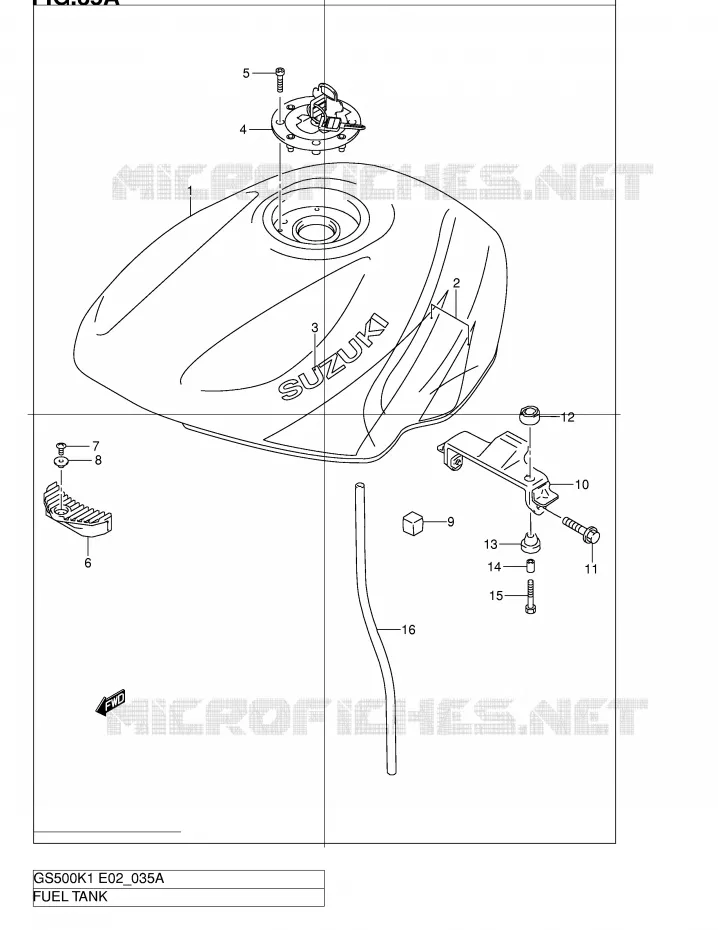 BENZINETANK (MODELE K2) Suzuki MOTO 500 GS-E 2002  GS500K2(E2)