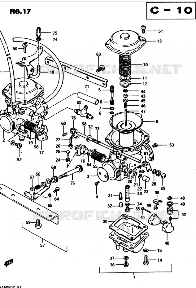CARBURATOR (MODELE D) Suzuki MOTO 450 GS-S 1982  GS450SZ(2/Z/D)