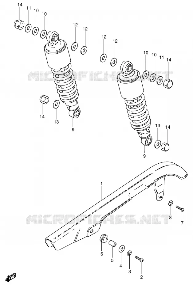 CHAIN ??GUARD - ACHTER SCHOKDEMPER Suzuki MOTO 250 GN 1994  GN250R(E2)
