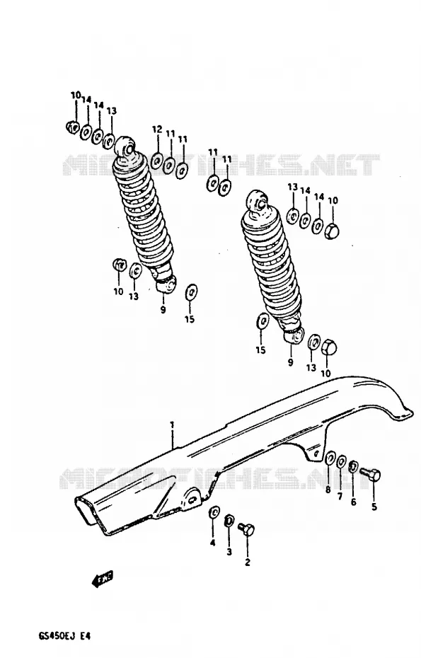 CHAIN ??GUARD - ACHTER SCHOKDEMPER Suzuki MOTO 450 GS-E 1987  GS450EH(E/F/G/H/J)