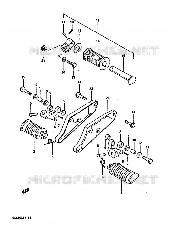 FOOTREST (MODELE X) Suzuki MOTO 650 GS 1982  GS650GTZ(X/Z)