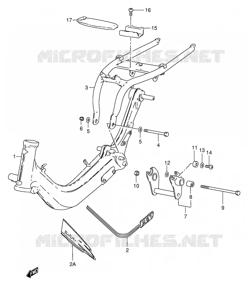 FRAME (MODELE K/L/P) Suzuki SCOOTER 50 FZ 1990  FZ50L(E1)