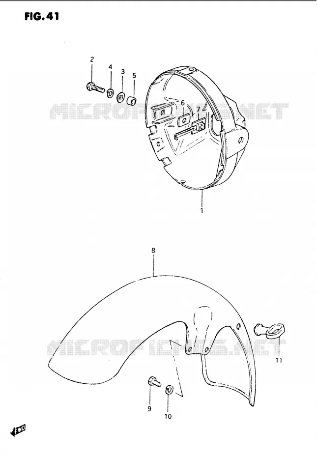 FRONT FENDER - KOPLAMPHUIS (MODELE E) Suzuki MOTO 1100 GS-G 1984  GS1100GE(E/F/G)