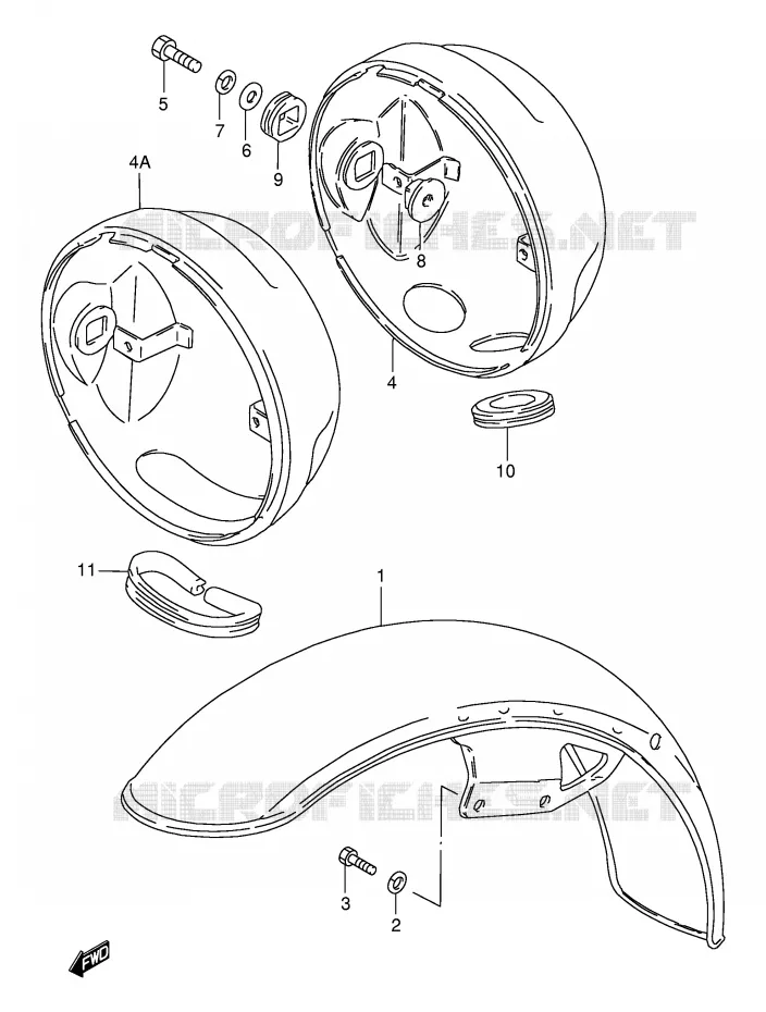 FRONT FENDER - KOPLAMPHUIS Suzuki MOTO 125 GN 1992  GN125EN(E1)