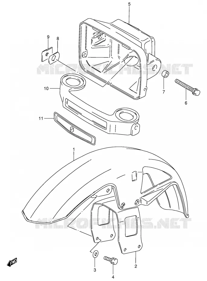 FRONT FENDER - KOPLAMPHUIS Suzuki MOTO 125 GS 1982  GS125EZ(E1)