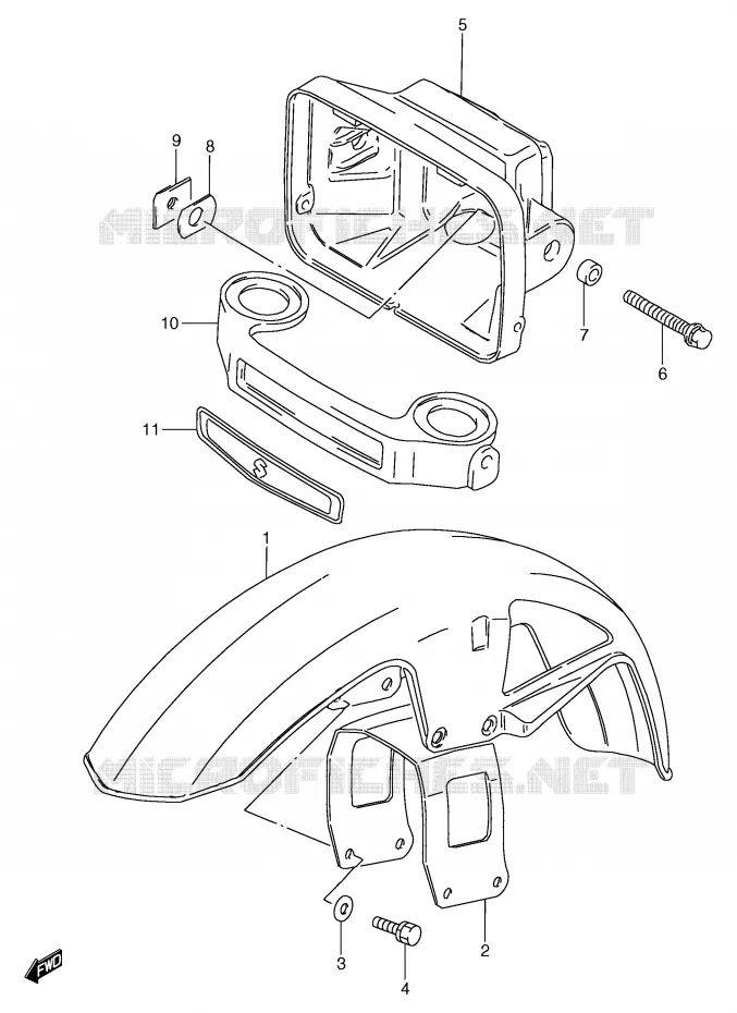 FRONT FENDER - KOPLAMPHUIS Suzuki MOTO 125 GS 2000  GS125ESY(E71)
