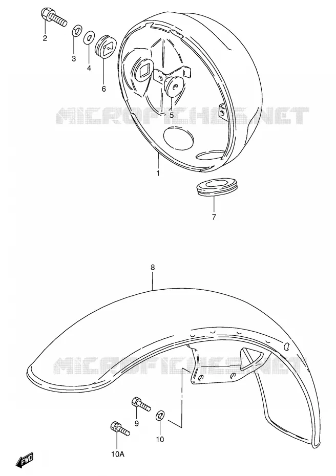 FRONT FENDER - KOPLAMPHUIS Suzuki MOTO 250 GN 1991  GN250EM(E2)