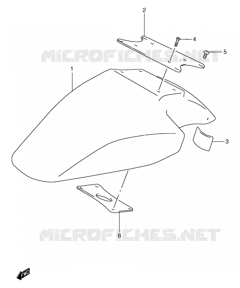 FRONT FENDER (GSF1200ST/SV/SAV/SW/SAW/SX/SAX/SY/SAY) Suzuki MOTO 1200 BANDIT 1998  GSF1200SAW(E2)