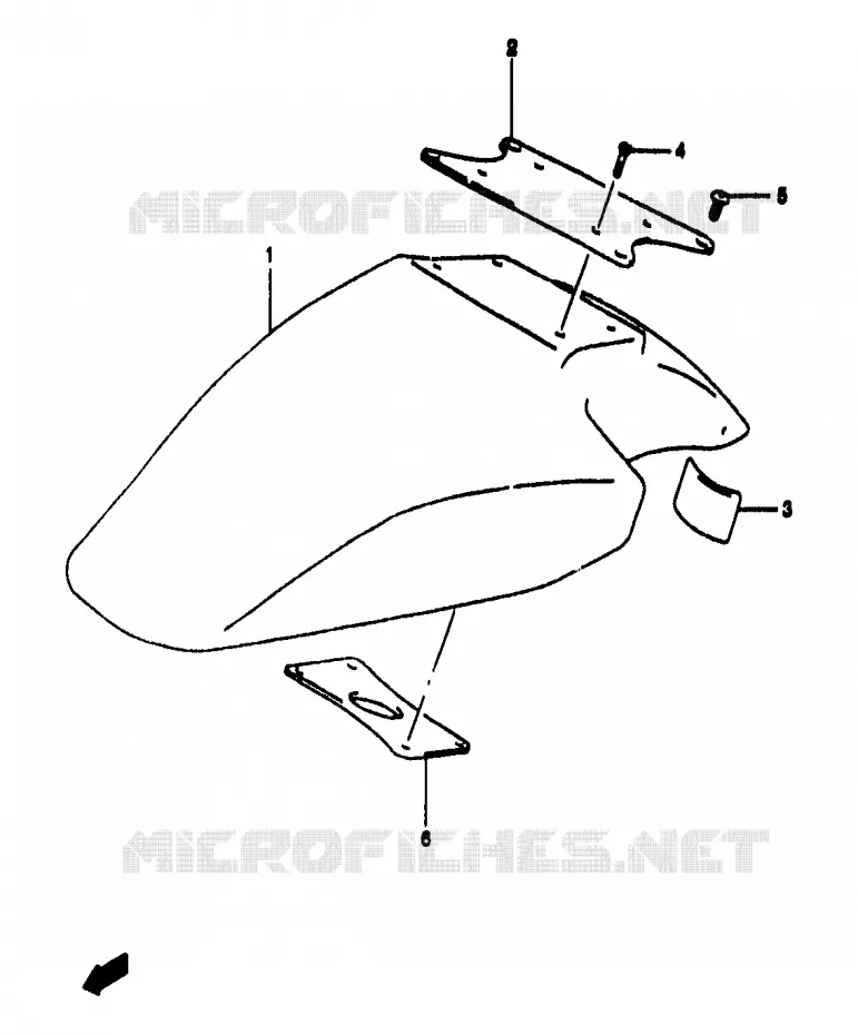 FRONT FENDER (GSF1200ST/SV/SAV/SW/SAW/SX/SAX/SY/SAY) Suzuki MOTO 1200 BANDIT 1998  GSF1200W/GSF1200SW/GSF1200SAW