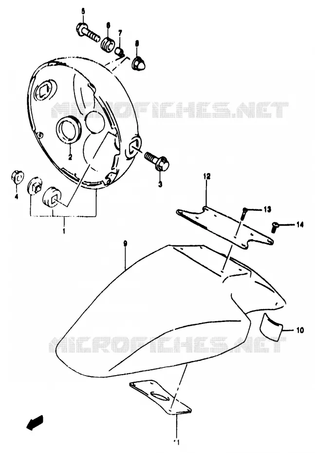 FRONT FENDER (GSF1200T/V/W/X/Y) Suzuki MOTO 1200 BANDIT 1996  GSF1200SAT(T/V/W/X/Y)