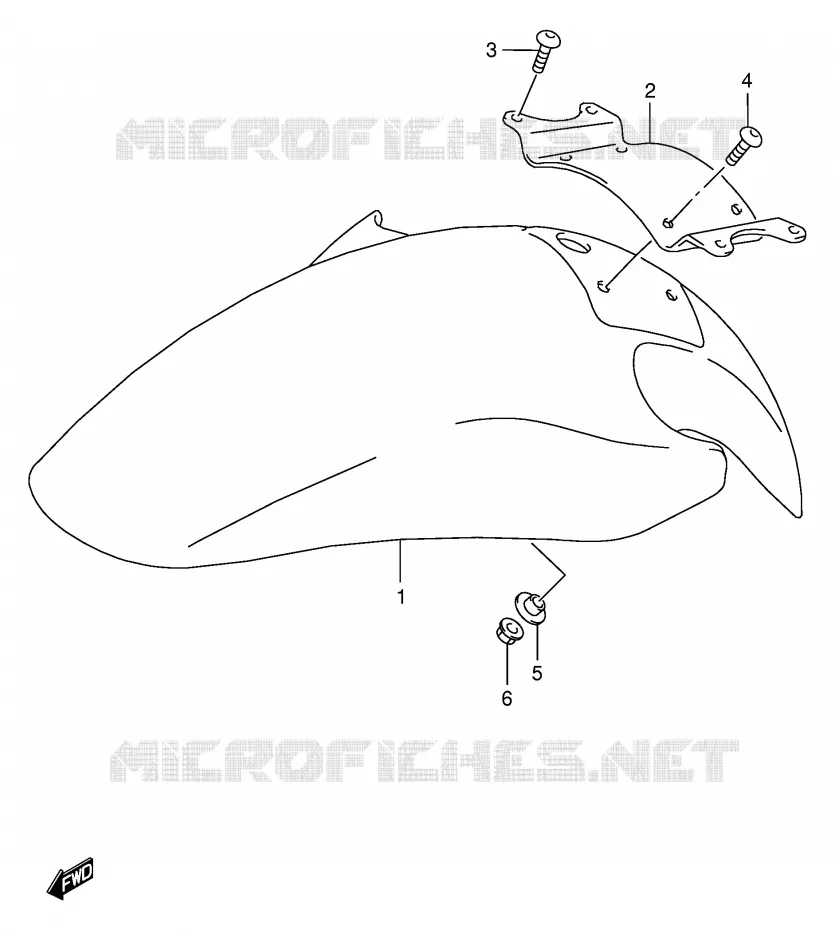 FRONT FENDER (GSF600ST/SUT/SV/SUV/SW/SUW/SX/SUX) Suzuki MOTO 600 BANDIT 1998  GSF600SUW(E2)