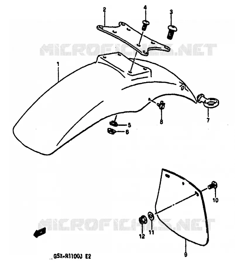 FRONT FENDER (MODELE G) Suzuki MOTO 1100 GSX-R 1987  GSX-R1100H(G/H/J)