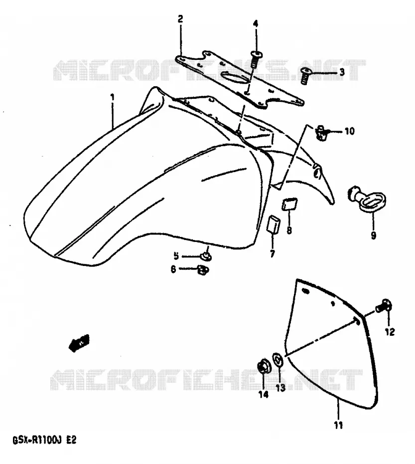 FRONT FENDER (MODELE H/J) Suzuki MOTO 1100 GSX-R 1986  GSX-R1100G(G/H/J)