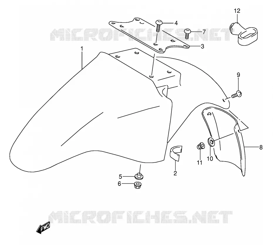 FRONT FENDER (MODELE K/L/M/N/P/R/S) Suzuki MOTO 500 GS-E 1991  GS500EUM(E2)