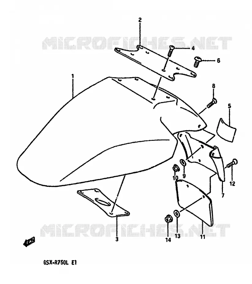 FRONT FENDER (MODELE K) Suzuki MOTO 750 GSX-R 1988  GSX-R750J(J/K/L)