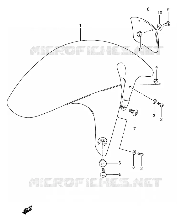 FRONT FENDER (MODELE P/R) Suzuki MOTO 1100 GSX-R 1995  GSX-R1100WSKS(E2)