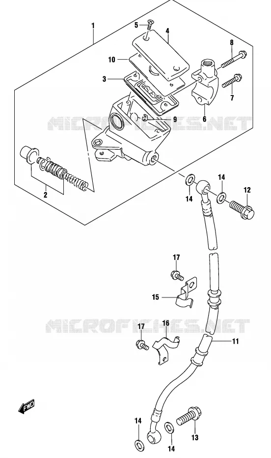 FRONT HOOFDREMCILINDER (GS500FK4/FUK4) Suzuki MOTO 500 GS-F 2004  GS500FUK4(P19)