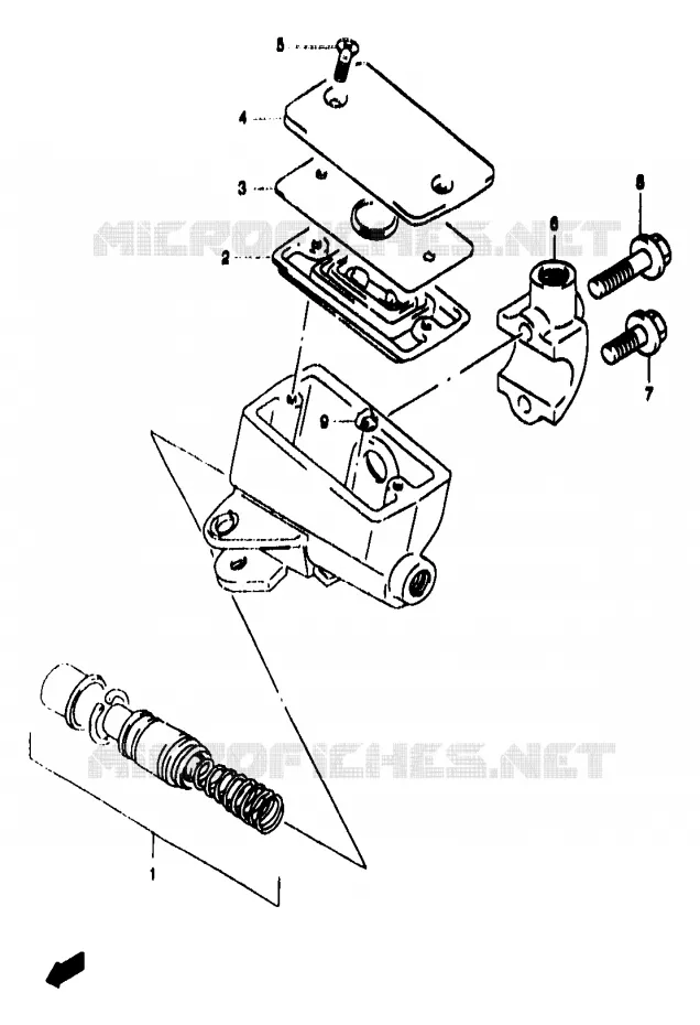 FRONT HOOFDREMCILINDER (GSF1200T/V/W/X/Y/ST/SV/SW/SX/SY) Suzuki MOTO 1200 BANDIT 1998  GSF1200SW(T/V/W/X/Y)
