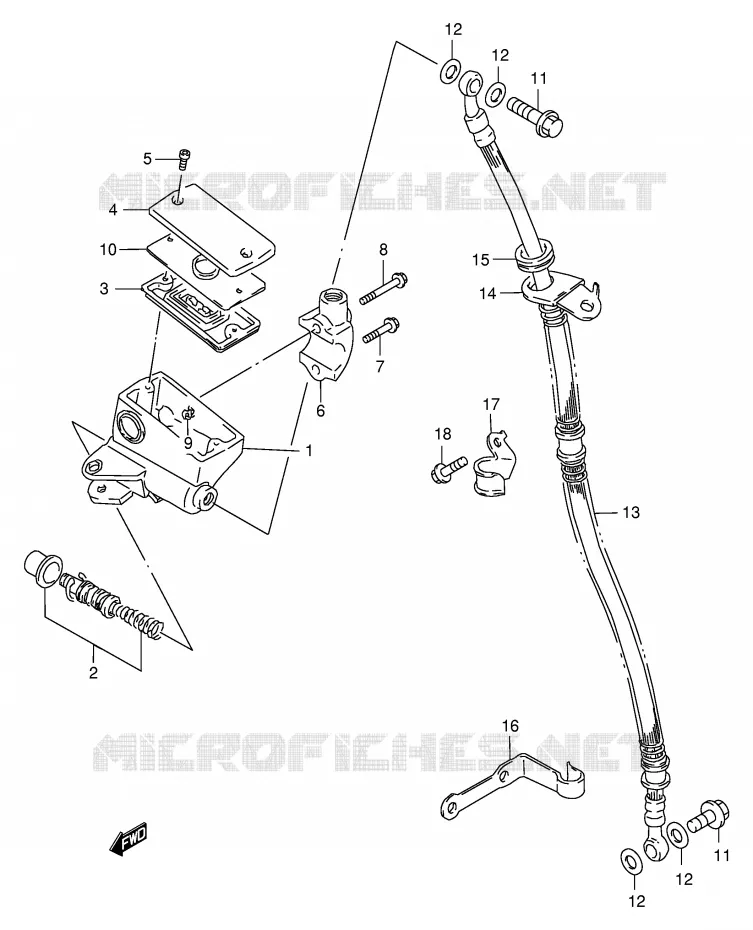 FRONT HOOFDREMCILINDER Suzuki MOTO 250 GN 1998  GN250W(E2)