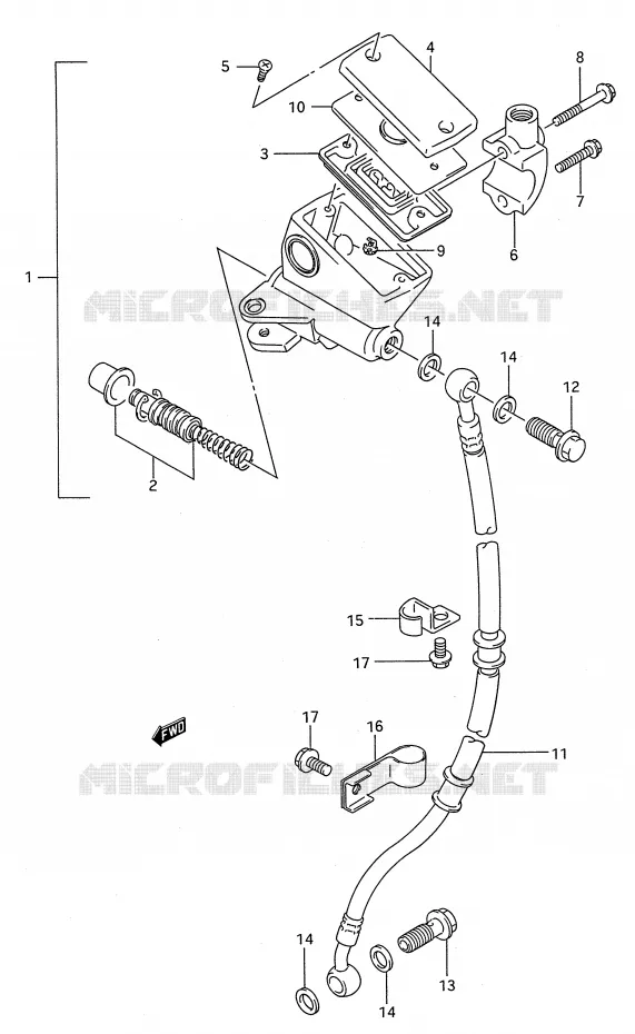 FRONT HOOFDREMCILINDER Suzuki MOTO 500 GS-E 1991  GS500EUM(E28)