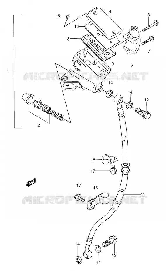 FRONT HOOFDREMCILINDER Suzuki MOTO 500 GS-E 1996  GS500ESKT(E2)