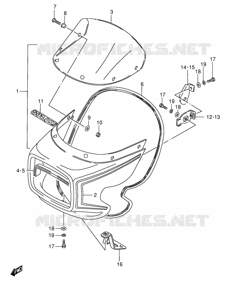 FRONT KUIP (GS125ESD) Suzuki MOTO 125 GS 1994  GS125UR(E1)