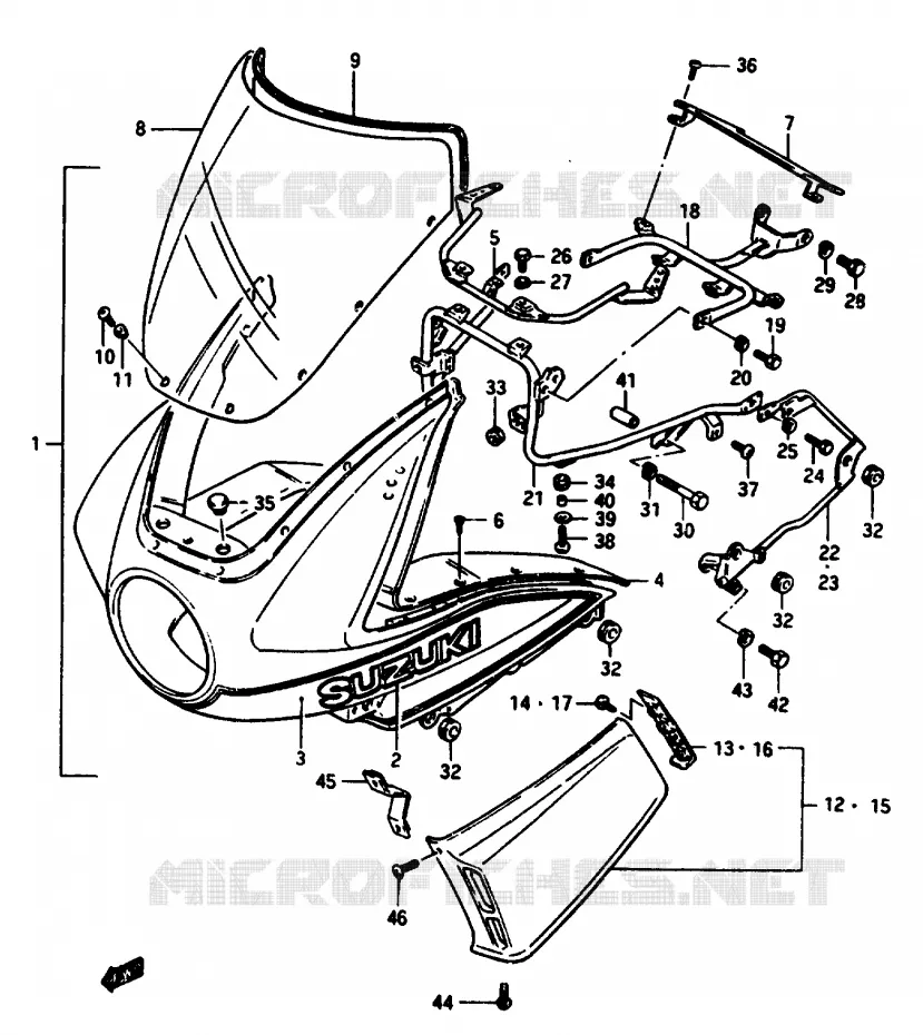 FRONT KUIP (GSX1100ESE) Suzuki MOTO 1100 GSX-E 1985  GSX1100EEF(E/F/G)