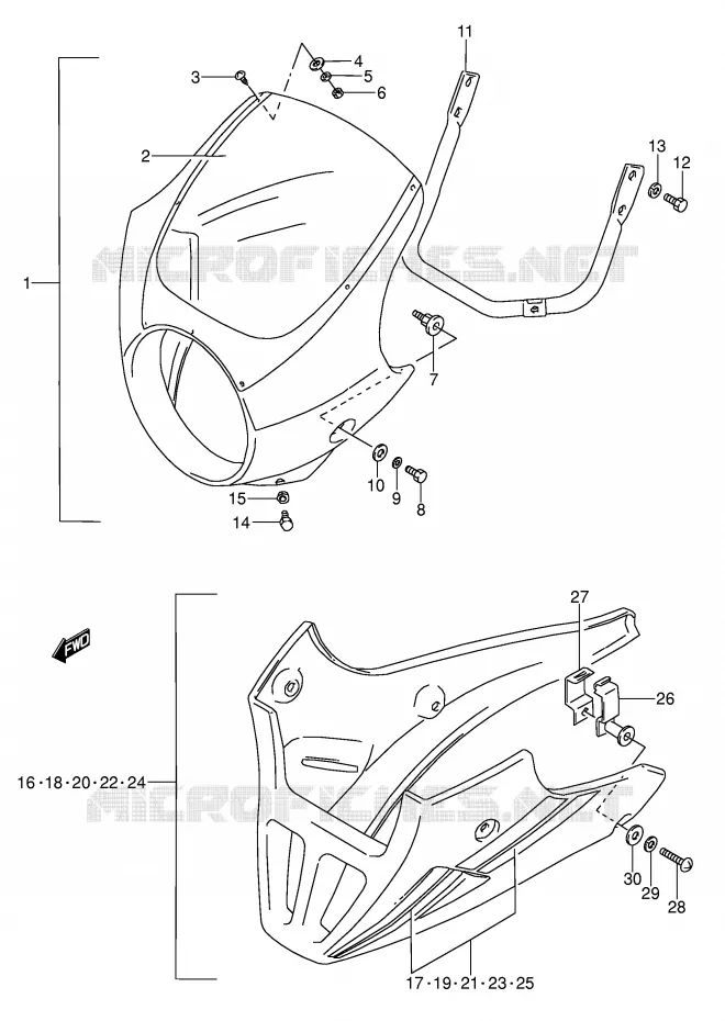 FRONT KUIP (MODELE K/L OPTIONNEL) Suzuki MOTO 500 GS-E 1992  GS500EN(E2)