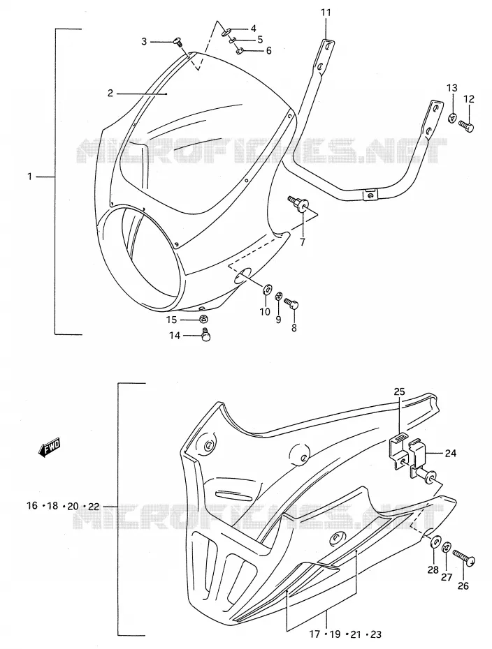FRONT KUIP (MODELE K/L OPTIONNEL) Suzuki MOTO 500 GS-E 1996  GS500ESKT(E28)