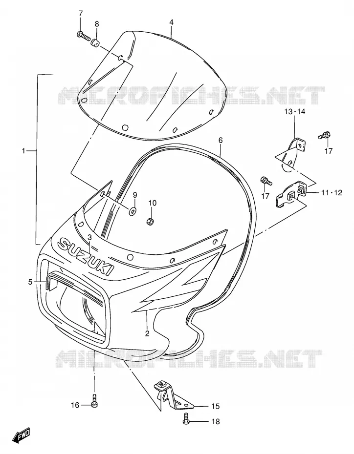 FRONT KUIP (MODELE Y) Suzuki MOTO 125 GS 2000  GS125ESY(E71)
