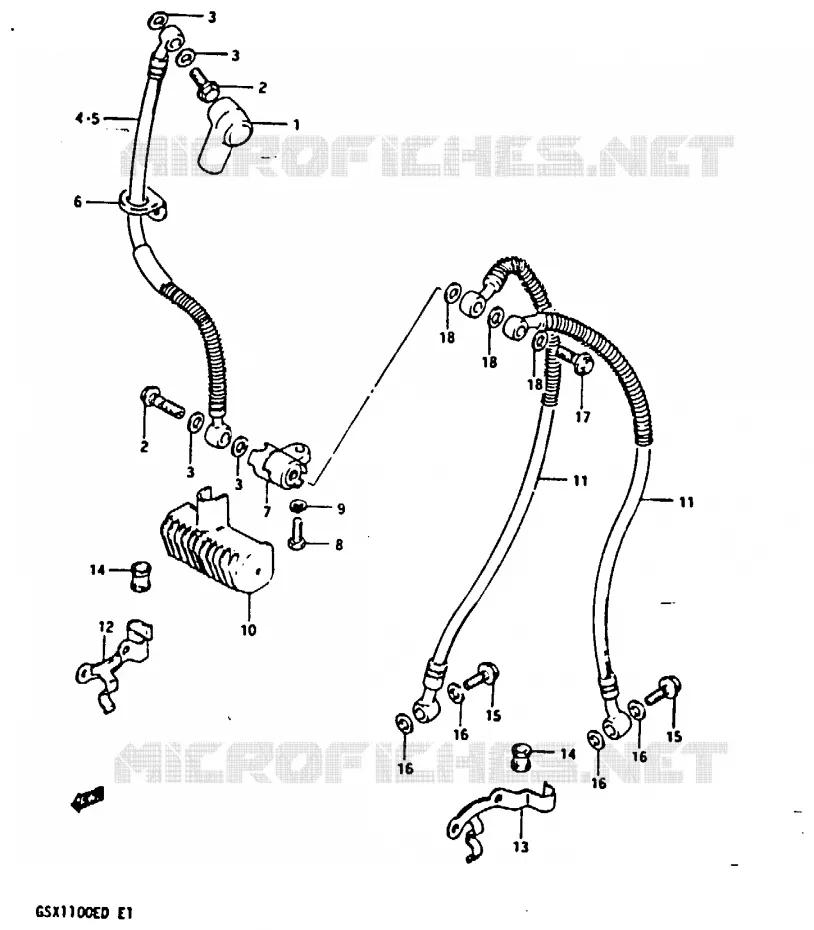 FRONT REMSLANG (GSX1100Z/D/XD) Suzuki MOTO 1100 GSX-E 1983  GSX1100ED(Z/D)
