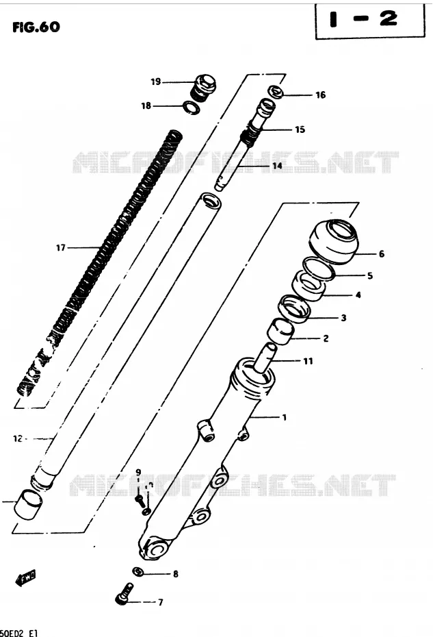 FRONT RIGHT SCHOKDEMPER Suzuki MOTO 450 GS 1982  GS450Z(2/Z/D)