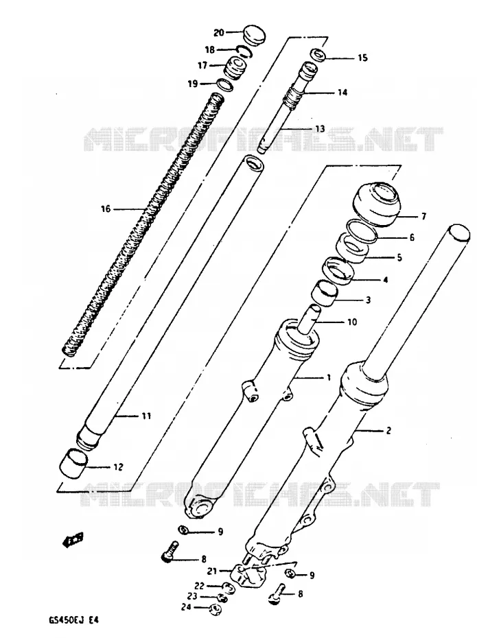 FRONT SCHOKDEMPER (MODELE J) Suzuki MOTO 450 GS-S 1988  GS450SJ(E/F/G/H/J)
