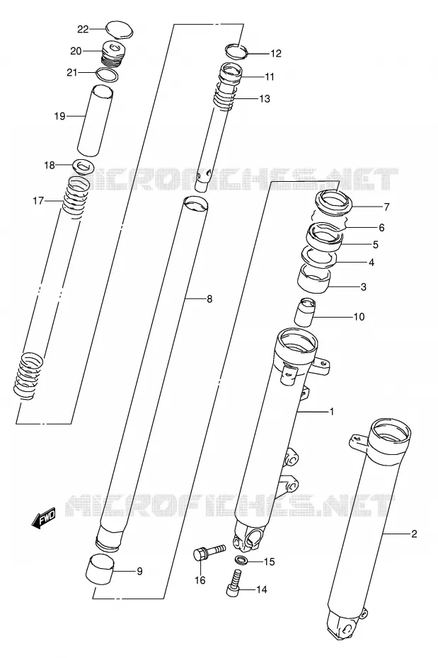 FRONT SCHOKDEMPER (MODELE K/L/M) Suzuki MOTO 500 GS-E 1991  GS500EM(E2)