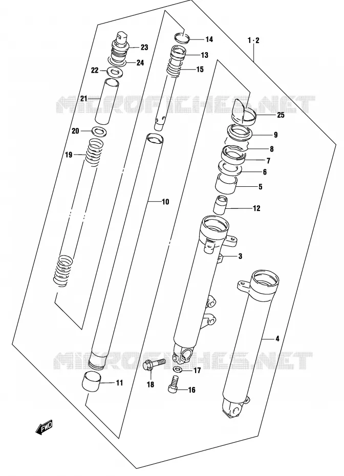 FRONT SCHOKDEMPER (MODELE K3) Suzuki MOTO 500 GS-E 2004  GS500UK4(P19)