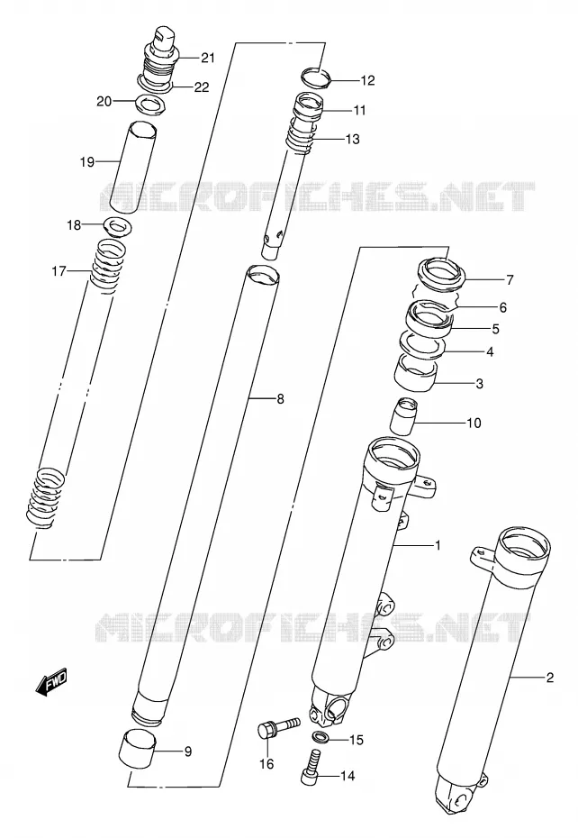 FRONT SCHOKDEMPER (MODELE N/P/R/S/T) Suzuki MOTO 500 GS-E 1995  GS500EUS(E2)