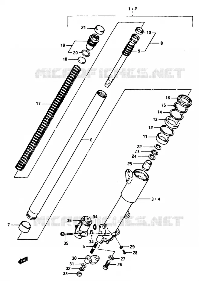 FRONT SCHOKDEMPER Suzuki MOTO 1100 GSX-E 1985  GSX1100EEF(E/F/G)