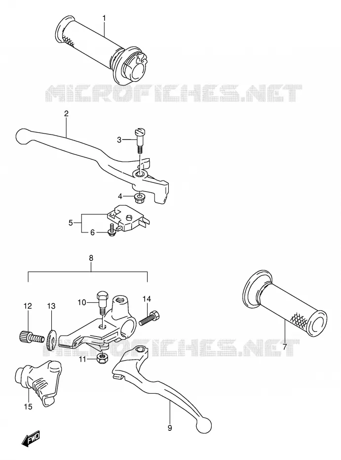 HANDGRIPS - LEVERS (MODELE K) Suzuki MOTO 500 GS-E 1992  GS500EUN(E2)