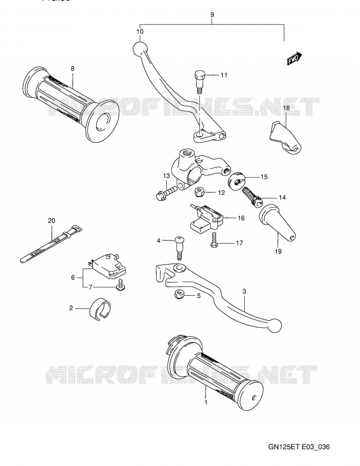 HANDGRIPS - LEVERS Suzuki MOTO 125 GN 1995  GN125ES(E3)