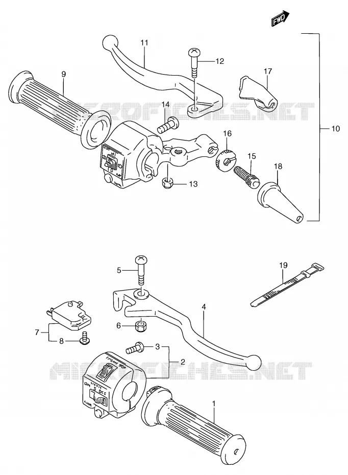HANDGRIPS - LEVERS Suzuki MOTO 125 GS 1999  GS125UX(E71)