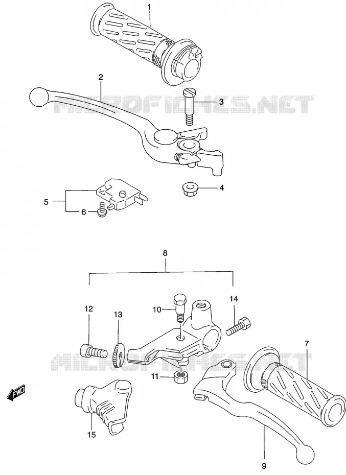 HANDGRIPS - LEVERS Suzuki MOTO 500 GS-E 2003  GS500HUK3(P19)