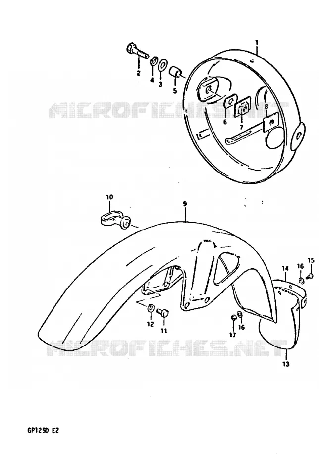 HEADLIGHT BOWL - FRONT FENDER Suzuki MOTO 125 GP 1983  GP125D(X/D)