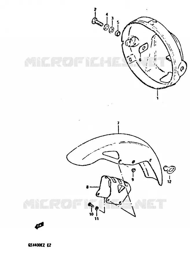 HEADLIGHT BOWL - FRONT FENDER Suzuki MOTO 400 GSX 1982  GSX400SZ