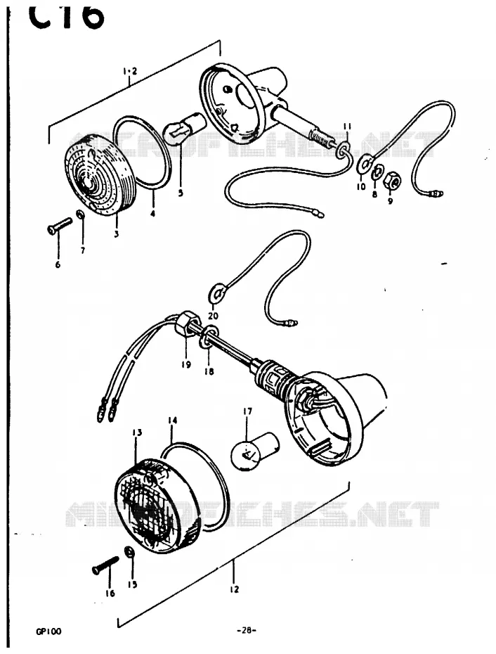INDICATOREN (E14) Suzuki MOTO 100 GP 1992  GP100UN(C/N)