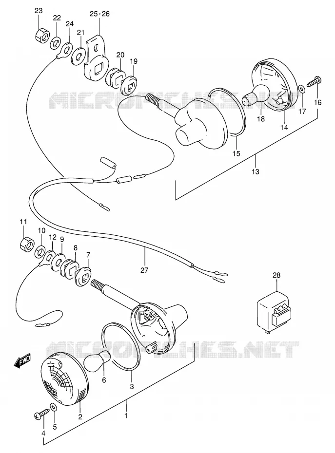 INDICATOREN (E2,E4,E34,E53,MODELE N/P/R E24) Suzuki MOTO 250 GN 1985  GN250F(E2)