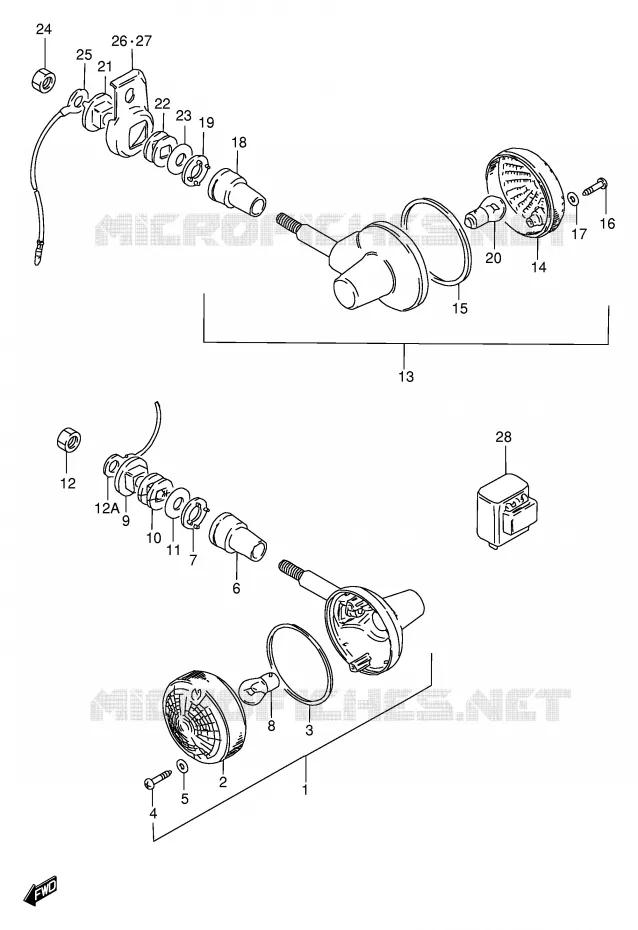 INDICATOREN (MODELE T/W/X E1,P37) Suzuki MOTO 250 GN 1998  GN250W(E2)
