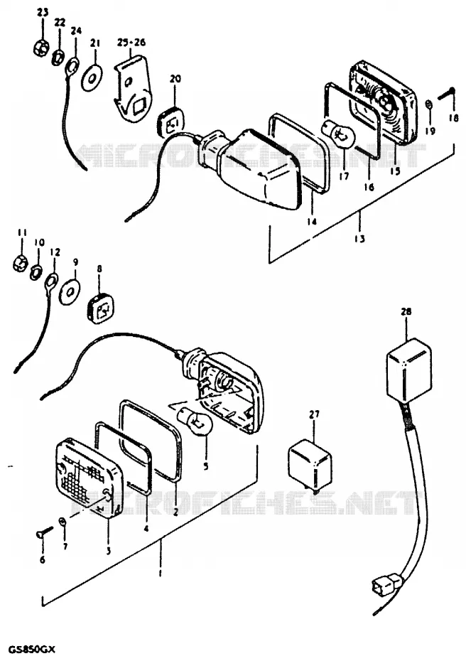 INDICATOREN (MODELE X : E18, E26) Suzuki MOTO 850 GS 1981  GS850GX(T/X)