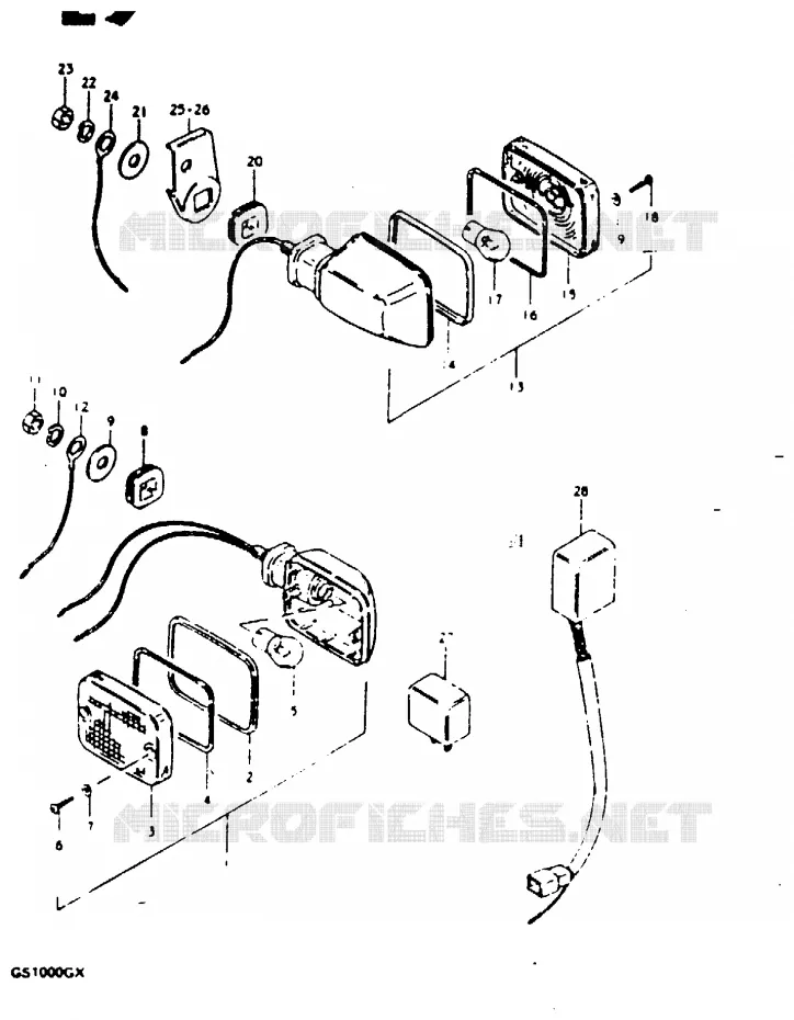 INDICATOREN (MODELE X : E4, E17, E34) Suzuki MOTO 1000 GS 1981  GS1000GX(X/T)