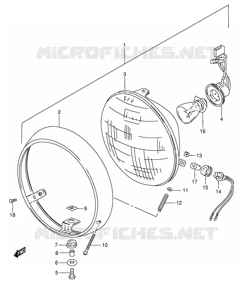 KOPLAMP (E1,E2,E24,P95) Suzuki MOTO 250 GN 1985  GN250F(E2)