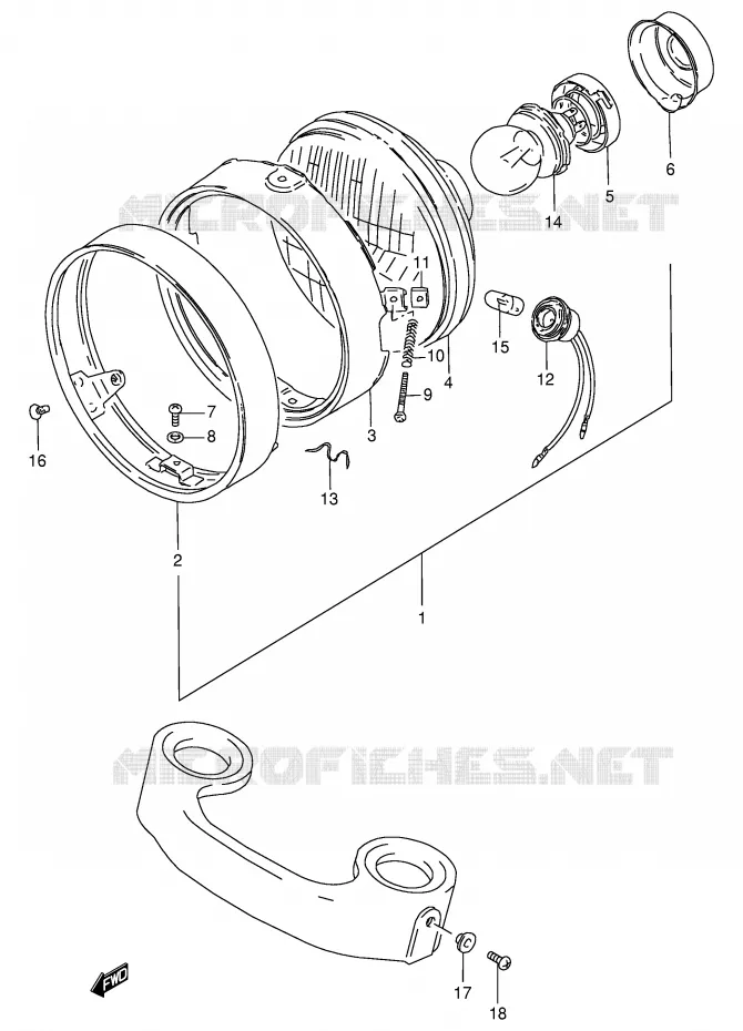 KOPLAMP (E4 F.NO.140198~) Suzuki MOTO 125 GN 1994  GN125R(E1)